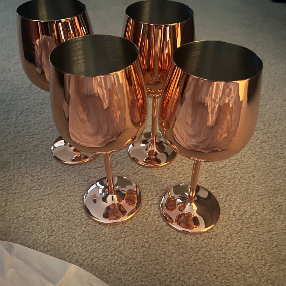 4 New Pier One Copper Wine Glasses